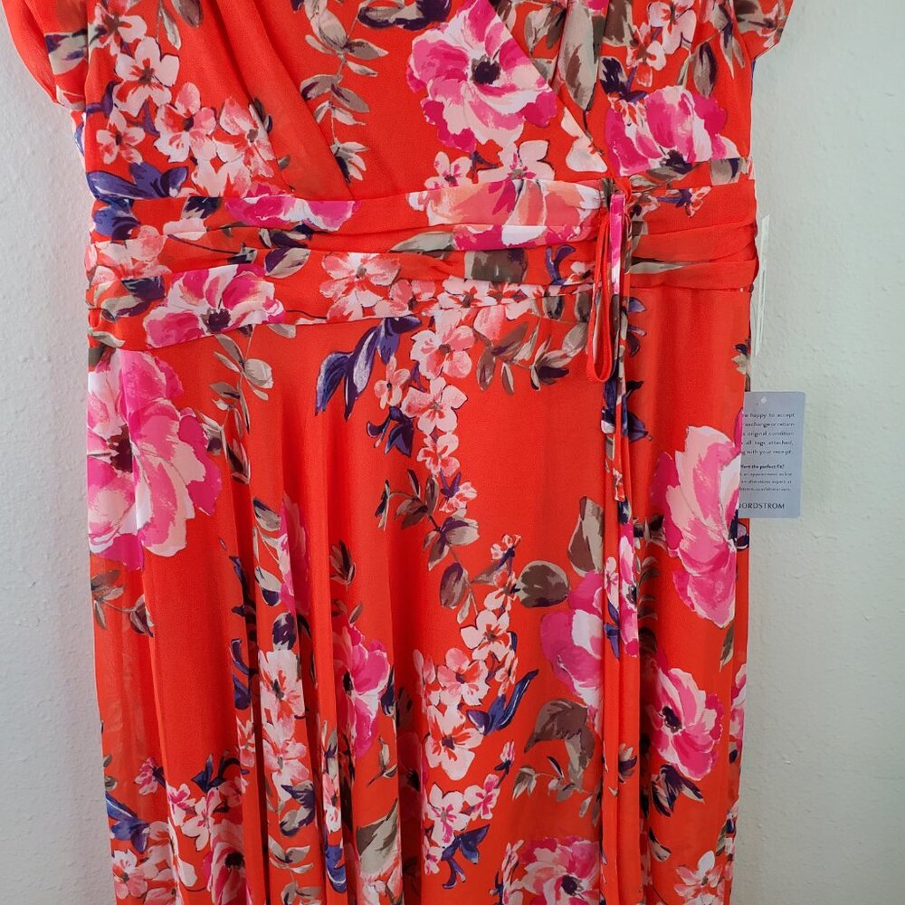 Eliza J Womens Orange Floral High/low Chiffon Petite Maxi Dress 14P - Picture 3 of 10